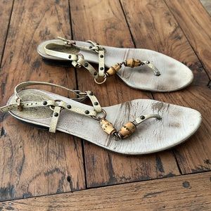 Gucci bamboo white sandals